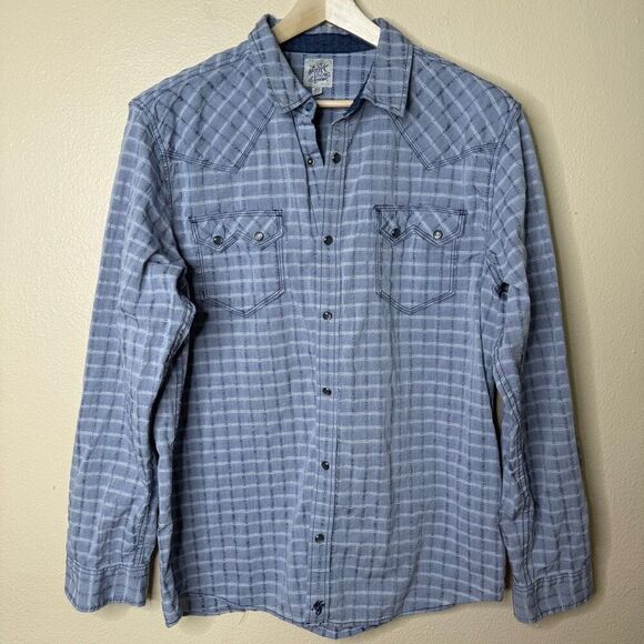No Brand Other - Moon Shine Spirit Shirt Mens XL Button Up Pearl Snap Long Sleeve Western Plaid